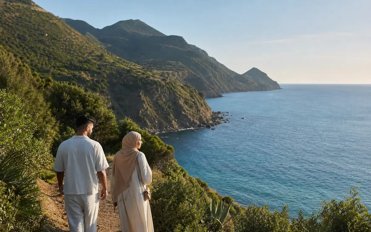La côte de Jijel au coucher du soleil